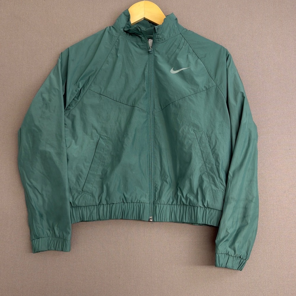 Nike Kids Sportswear Full Zip Windbreaker Jacket Teal Green Big Swoosh Large